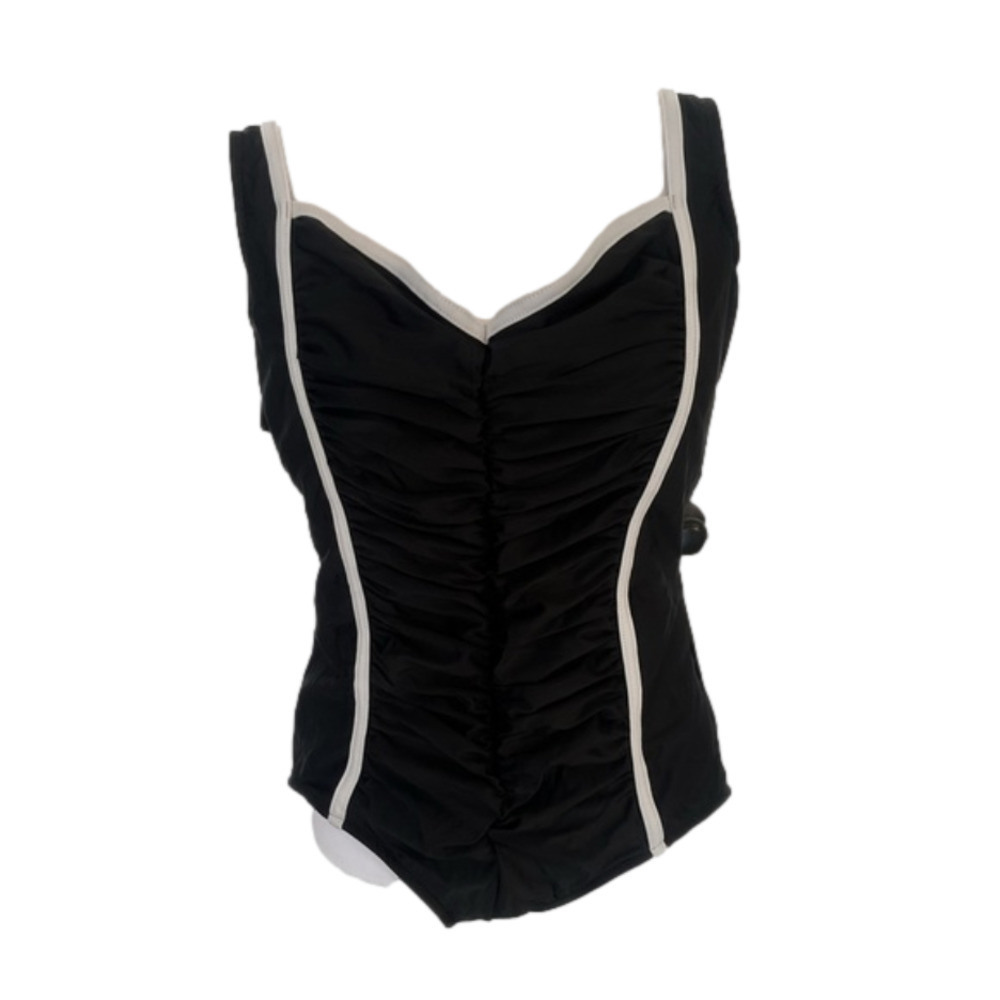 Carol Wior Black Ruched Slimming Swimsuit size 16 Shape Detector never worn